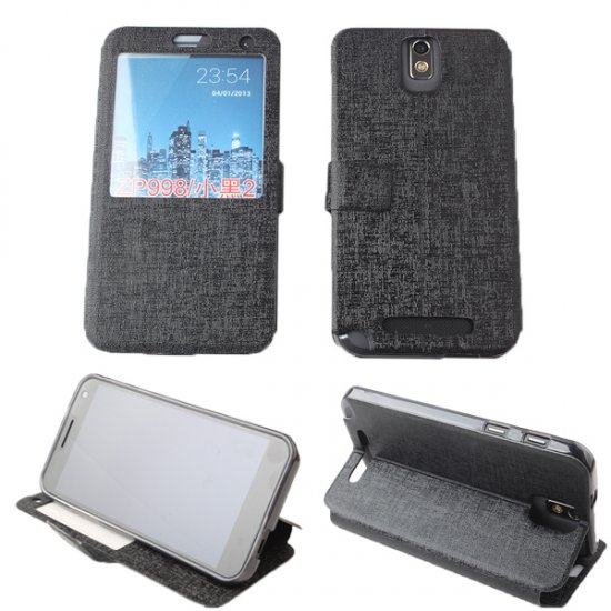 Leather View Flip Cover Stand Case for ZOPO ZP998 Smartphone Black