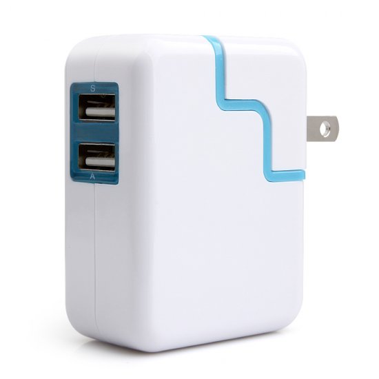 Dual USB 3.1A 17W FAST AC Travel Wall Charger for Apple iPad Air Blue