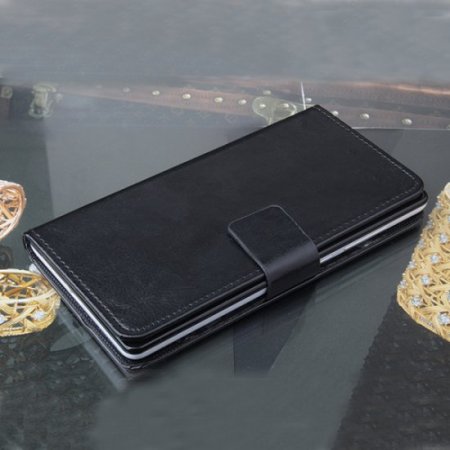 Fashion Leather Flip Case Cover for iNew V8 Smartphone Black
