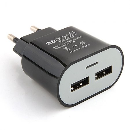 2-in-1 EU Plug European Standard Travel Charger Car Charge iPad iPhone Smartphone -Black