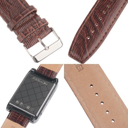 S9110 Quad Band Watch Phone 1.8 Inch Touch Screen Bluetooth Camera with Bluetooth Earphone - Brown