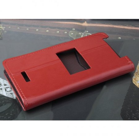 Fashion Leather Flip Case Cover for iNew V8 Smartphone Brown