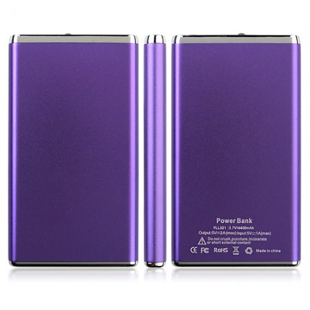Portable Ultra-thin Mobile Power Bank 4400mAh for Mobile Phone Tablet PC 5 Color