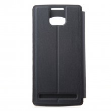 Original Leather Flip Cover Case for THL 2015 Smartphone Black