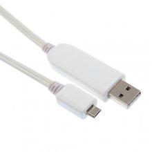 PowerChic White Micro USB Charge & Sync Cable with Blue Visible EL for MP3 MP4 Mobile Phones