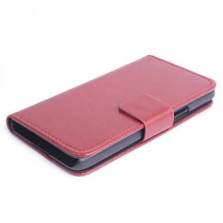 Leather Flip Cover Case Protect Case Stand for TCL S820 Smartphone Brown