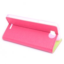 Leather Flip Contract Color Cover Case Protect Case Stand for InFocus M530 Rose