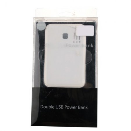 USB Power Station External Lithium-ion Battery Pack 5000mAh 2 USB Ports White