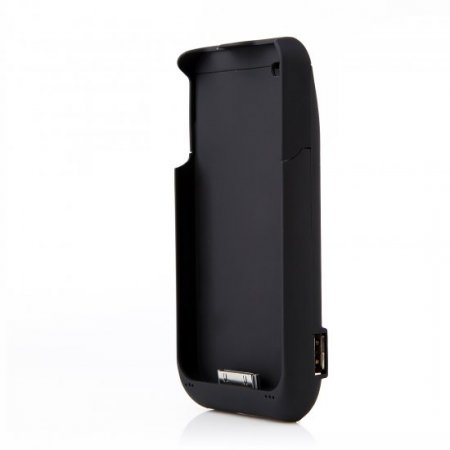 3000mAh Power Bank Back Case Phone Stand for iPhone 4 4S Black