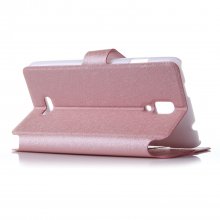 Fashion Flower Show Leather Stand Case Cover for Coolpad 7295C Smartphone Champagne