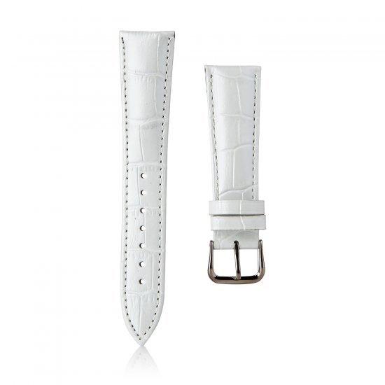 Crocodile Split Leather Buckle Watch Bands Straps For Apple Watch 38mm&42mm White