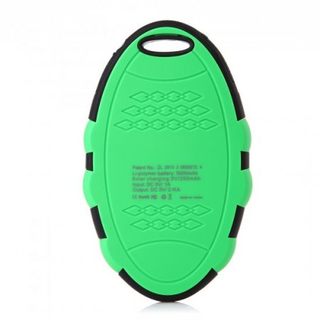 5000mAh Oval Shaped Power Bank Solar Charger for iPhone iPad Smartphone Green