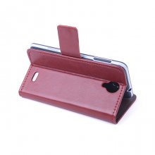 Leather Flip Cover Case Stand for Doogee DG280 Smartphone Brown