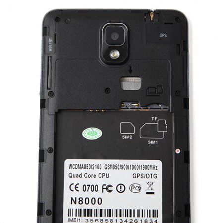 Kingelon N8000 Smartphone Android 4.2 MTK6582 Quad Core 5.5 Inch 3G OTG Black