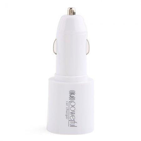 2-in-1 USA Standard Travel Charger Car Charge for iPad iPhone Smartphone -White