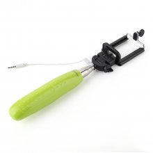 Portable Extendable Handheld Wired Monopod Selfie Stick with Built-in Shutter Green