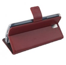 Fashion Leather Flip Stand Case Cover for ONEPLUS ONE Smartphone Brown