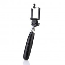 Portable Extendable Handheld Wired Monopod Selfie Stick with Built-in Shutter Black