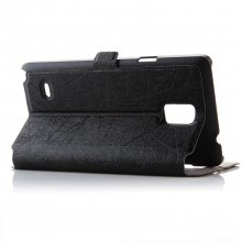 Fashion Leather View Flip Case Cover for Samsung Galaxy Note4 Smartphone Black