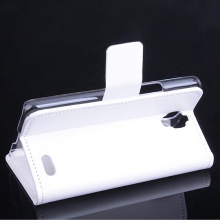 Leather Flip Cover Case Protect Case Stand for TCL S820 Smartphone White