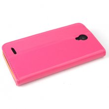 Protective PU Leather Flip Case for JIAYU G2F Smartphone Rosy