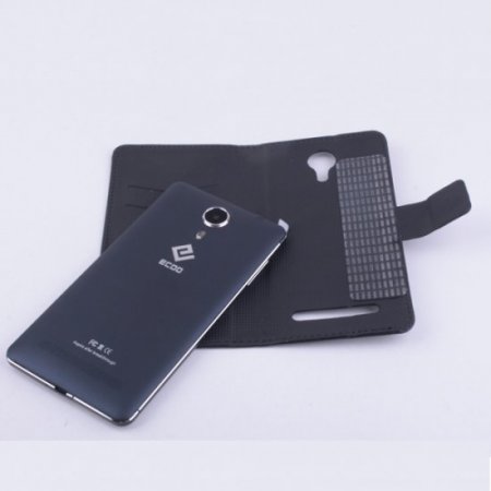 Flip Leather Cover Stand Case for ECOO E02 Pro Shinning Smartphone Black