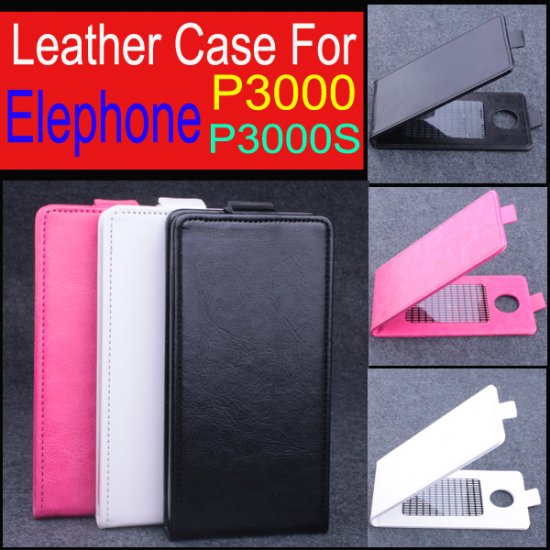 Protective PU Leather Flip Case for Elephone P3000 P3000S Smartphone Black