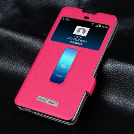 S-view Flip Cover Case Stand for ZTE Nubia Z7 Max Smartphone Rosy