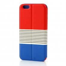 Leather Flip Cover Stand Case for iPhone 6 Red ＆Blue