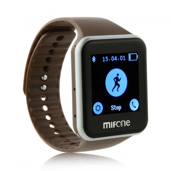 MIFone W15 2.5D Sapphire Glass Smart Bluetooth Watch 1.5" Screen TPSiV Safe Strap Brown