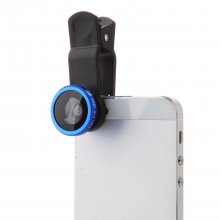 OD-009 4 in 1 Universal 180 Clip Smartphone Fish Eye Camera Lens Blue