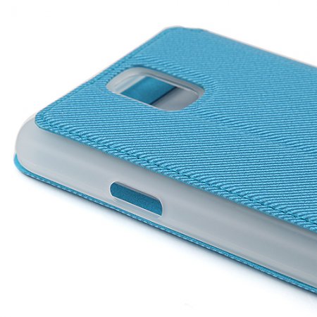 Premium Transparent Window Flip Cover Leather Case for SAM Note 3/N9000 Blue