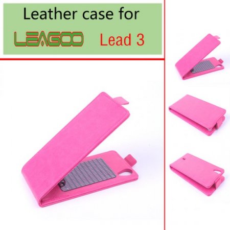 Leather Flip Cover Case Stand for Leagoo Lead 3 Smartphone Pink