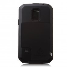 Love Mei Waterproof Shockproof Aluminum Case+Gorilla Glass for Samsung Galaxy S5 Black