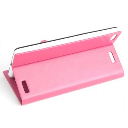 Protective PU Leather Flip Case for JIAYU G6 Smartphone Rosy