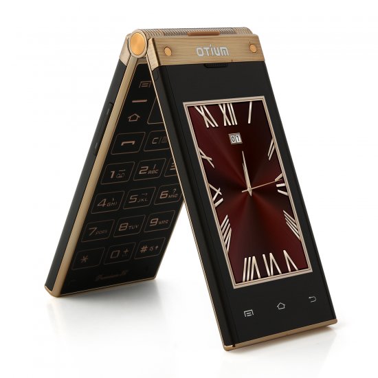 OTIUM W2014 Flip Phone Dual Touch Screen Android 4.2 MTK6572 GPS 3.0 Inch- Gold