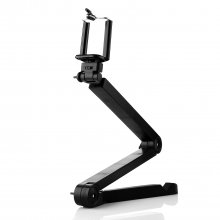 Multi-functional Portable Folding 2-in-1 Selfie Stick + Phone Mount Bracket Black