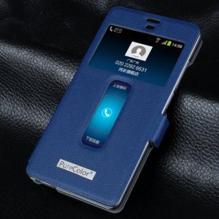 S-view Flip Cover Case Stand for ZTE Nubia Z7 mini Smartphone Blue