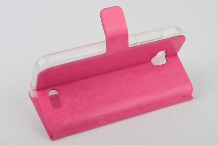 Protective PU Leather Flip Case for ZOPO ZP700 Smartphone Rosy