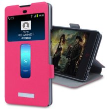 S-view Flip Cover Case Stand for ZTE Nubia Z7 Max Smartphone Rosy