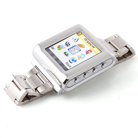 AK812 Watch Phone Stainless Steel Strap Single SIM Card Bluetooth SOS 1.6 Inch Touch Screen-Silver