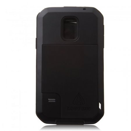 Love Mei Waterproof Shockproof Aluminum Case+Gorilla Glass for Samsung Galaxy S5 Black