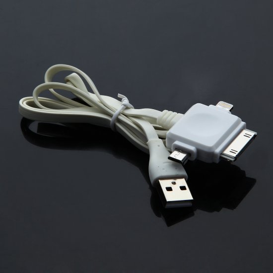 3-In-1 1m USB Cable for iPhone Android Smartphone White