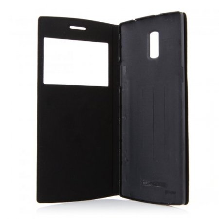 Leather View Flip Cover Case for DOOGEE KISSME DG580 Smartphone Black