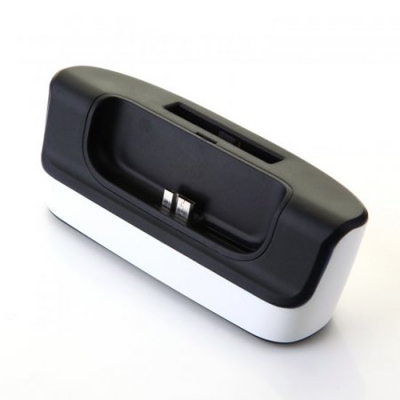2-In-1 Dock Station Charger For Samsung Galaxy S5 i9600 G900 Smartphone White