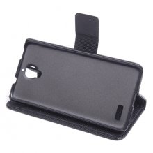 Leather Flip Cover Case Protect Case Stand for TCL S820 Smartphone Black