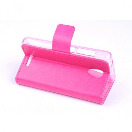 Leather Flip Cover Case Stand GIONEE V183 Smartphone Pink