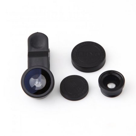 3 In 1 Universal Clip Mobile Phone Lens for Mobile Phones iPhone 4 4S iPad Black