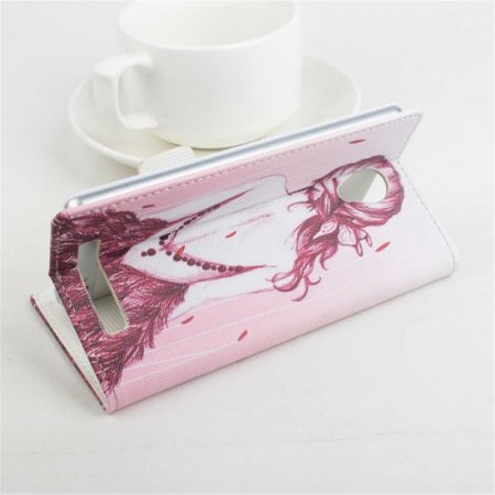 Fashion Painting Pretty Girl Flip Cover Stand Case For JIAYU S3 Smartphone