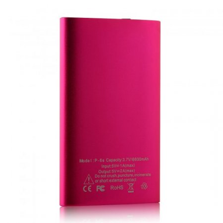IHT P-6S 6600mAh Power Bank with 3-in-1 USB Cable for Smartphone Rose